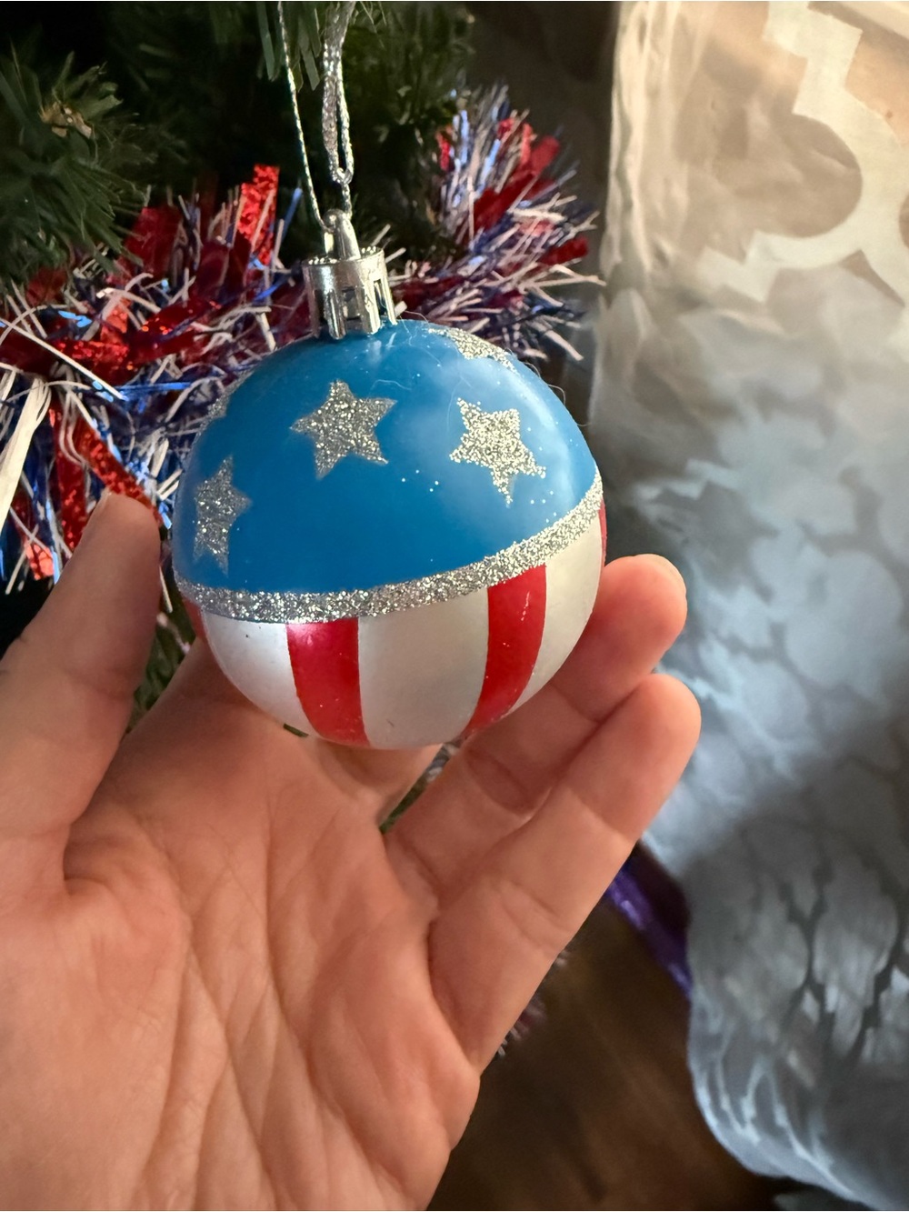 Patriotic Star & Stripe Blue  Ornament & Garland